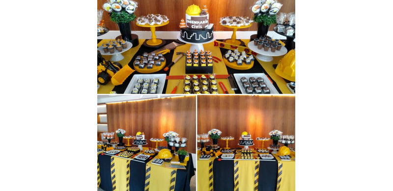 Decoração Engenahria Civil + Doces Personalizados