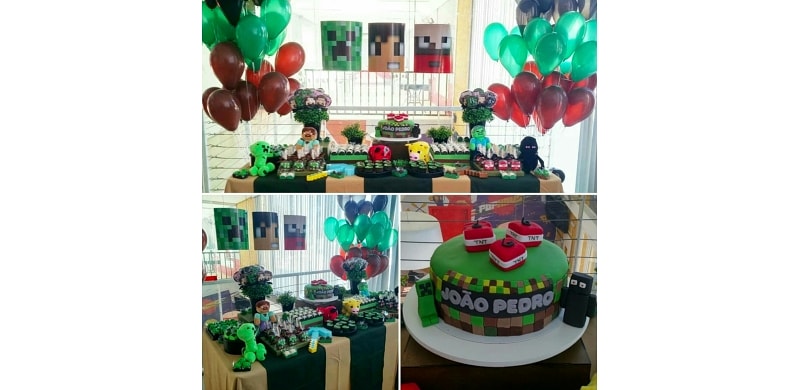 Decoração Minecraft + Doces Personalizados